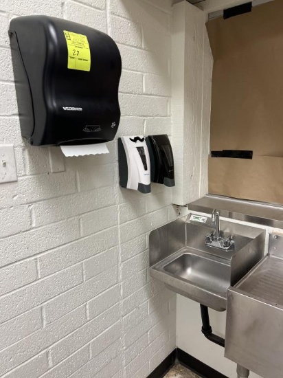 Stainless Sink w/ paper towel and soap dispenser