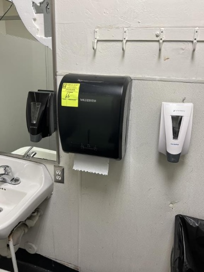 Paper towel and soap dispensers
