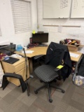 Office Chair, Desk and Wood Cabinet