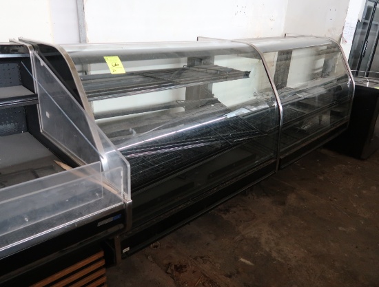 Barker curved glass deli cases, 2) case run (~58" each, 116" total)
