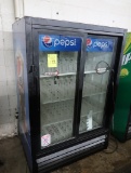 True sliding glass door refrigerated drink cooler, 2-sided, ~40