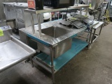 stainless table w/ sink, overshelf & undershelf