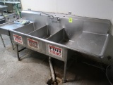 3-compartment sink w/ L & R drainboards