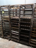 aluminum oven racks, side load, on casters, w/ sheet pans & french loaf pans included