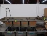 4-compartment sink w/ L & R drainboards & pre-wash sprayer