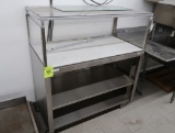 stainless demo table w/ polytop, reach guards & top, shelf under