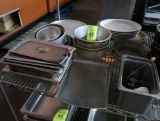 remaining contents of shelf- stainless pans & lids, bundt pans, aluminum pans,