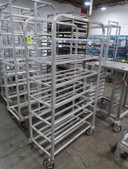 aluminum tub/tray racks, on casters