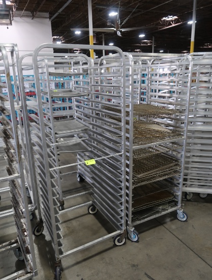 aluminum cooling rack carts, on casters, w/ cooling racks
