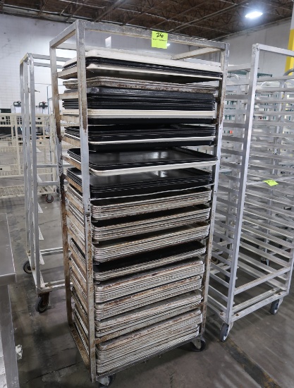 aluminum sheet pan rack, side load, w/ sheet pans