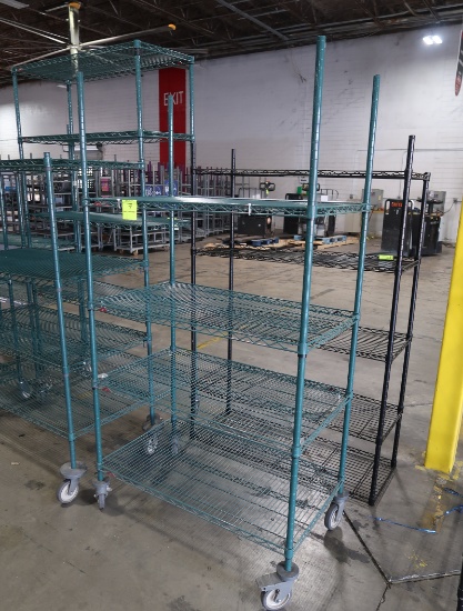 wire shelving unit, epoxy coated, on casters