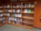wooden bookshelves