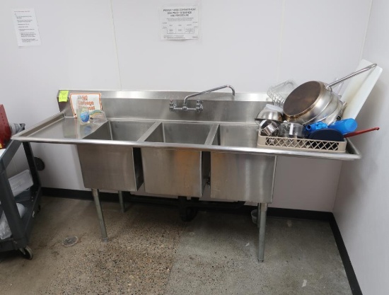 3-compartment sink w/ L & R drainboards