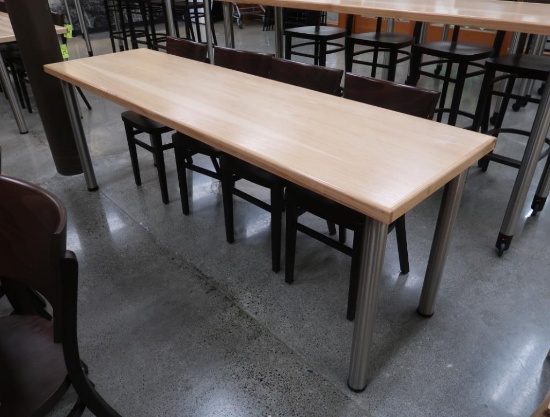 wooden table w/ steel legs
