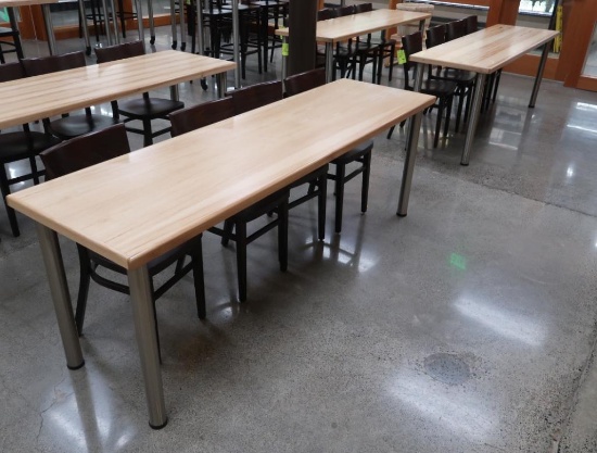 wooden tables w/ steel legs