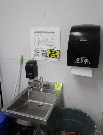 hand sink w/ soap & towell dispenser