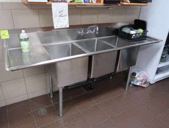 3-compartment sink w/ L & R drainboards