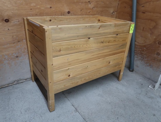 wooden produce merchandising display