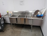 3-compartment sink w/ L & R drainboards