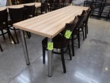 wooden table w/ steel legs