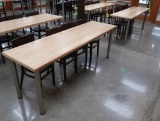wooden tables w/ steel legs