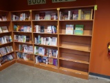 wooden bookshelves