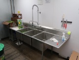 3-compartment sink w/ L & R drainboards & pre-wash sprayer