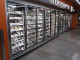 walk-in cooler w/ 12) glass doors & interior door racks