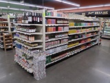 Lozier gondola shelving, 16' run + 2) 4' endcaps