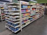 Lozier gondola shelving, 20' run + 2) 4' endcaps