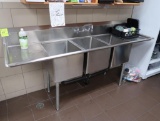 3-compartment sink w/ L & R drainboards