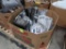 crate of misc- Grindmaster coffee grinder, Detecto hanging scale,