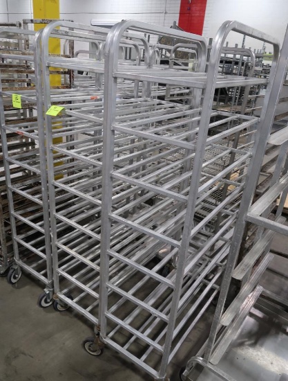 aluminum tub/tray racks, on casters