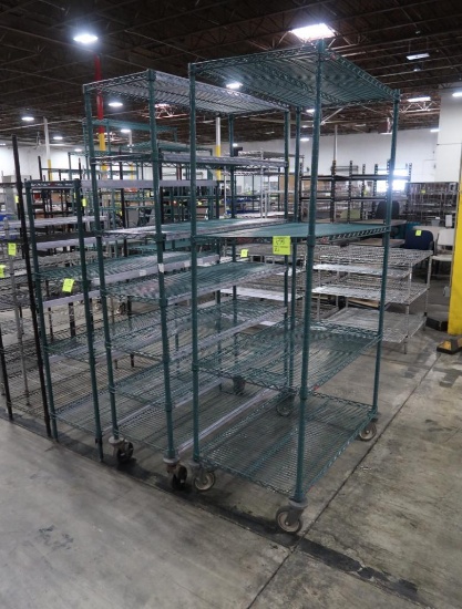 wire shelving units, epoxy coated, w/ casters