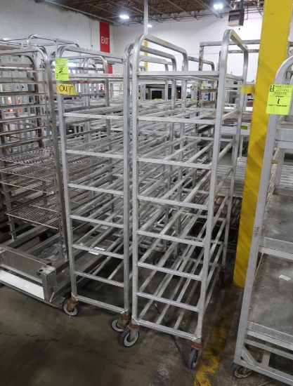 aluminum tub/tray racks, on casters