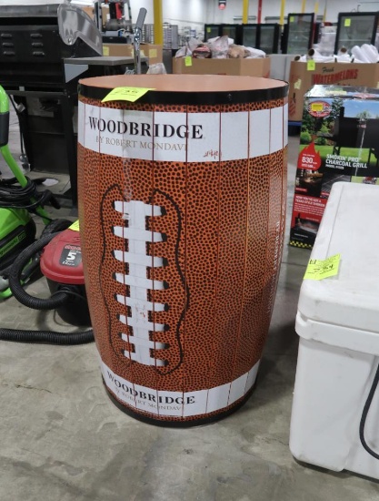 football themed faux wine barrel
