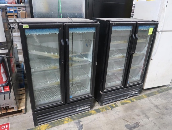 True 2) glass door refrigerated merchandisers