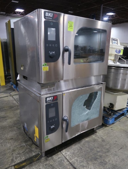 BKI double stack convection ovens, bottom oven has broken glass