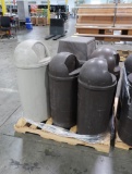 pallet of assorted trash cans