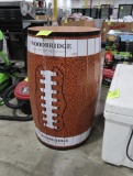 football themed faux wine barrel