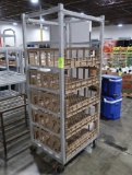 aluminum bread crate rack, on casters