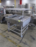 stainless iced product merchandiser, variable angle, on casters w/ ceiling