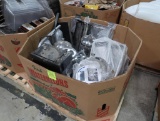 crate of misc- Grindmaster coffee grinder, Detecto hanging scale,