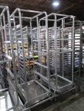 aluminum sheet pan racks, on casters, drip catchers