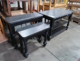 3) wooden tables w/ laminate tops