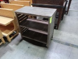 wooden merchandising shelf