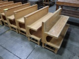 low wooden case-front merchandising shelves