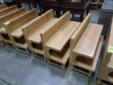 low wooden case-front merchandising shelves