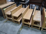 low wooden case-front merchandising shelves