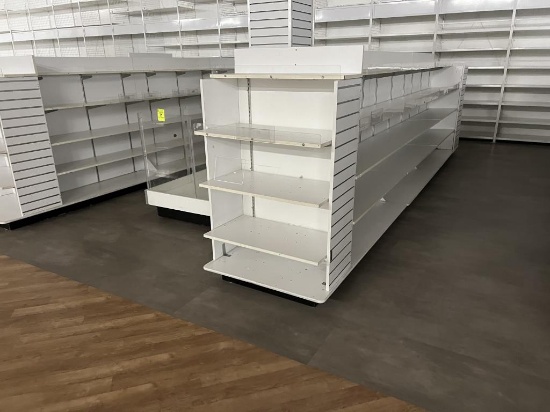 Two Runs of Wood Shelving